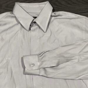 3/$24 VTG Y2K Boys Hidden Button Down Collared Dress Shirt Gray-Blue 14-16